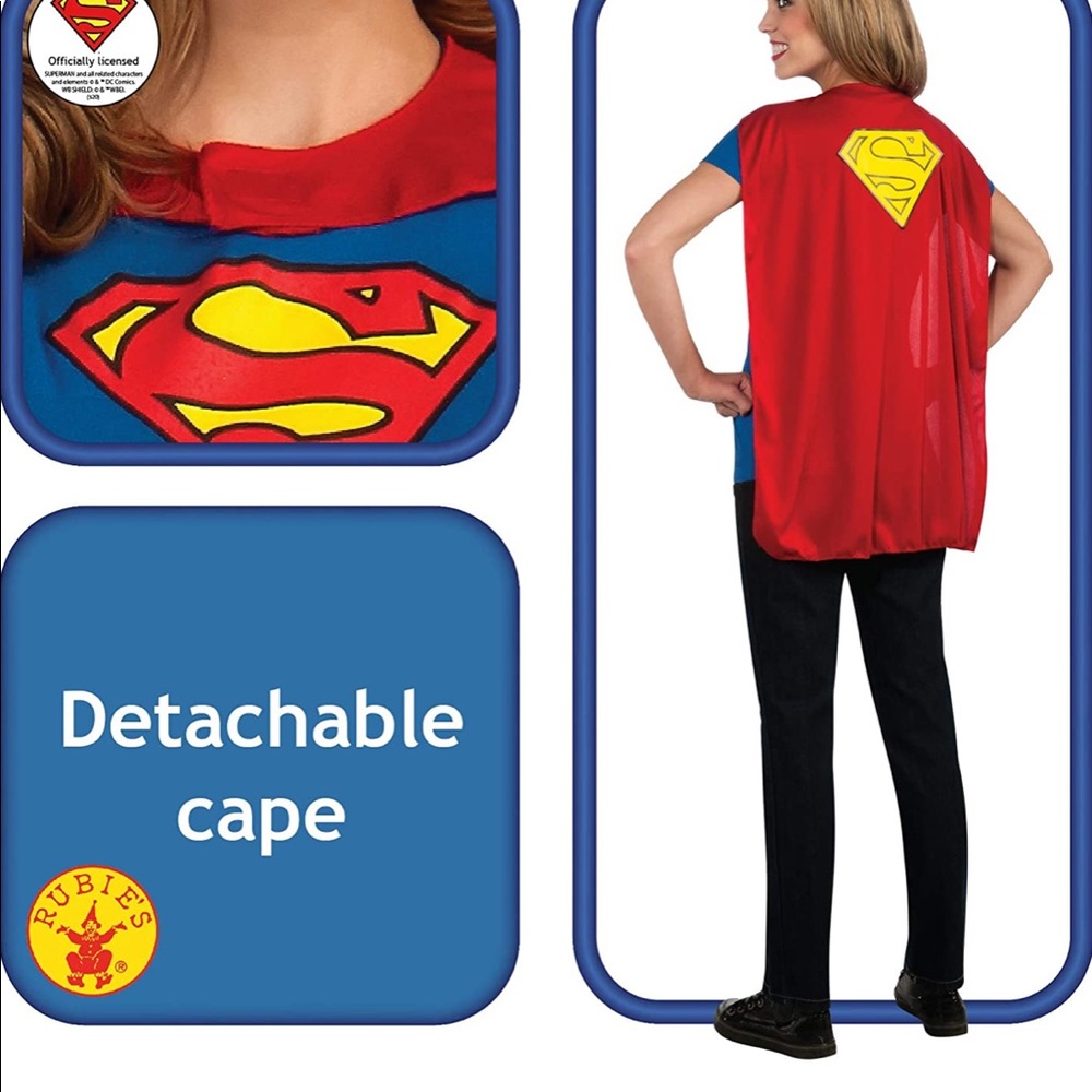 Rubies comic super girl shirt with cape NWT size s - Picture 2 of 5